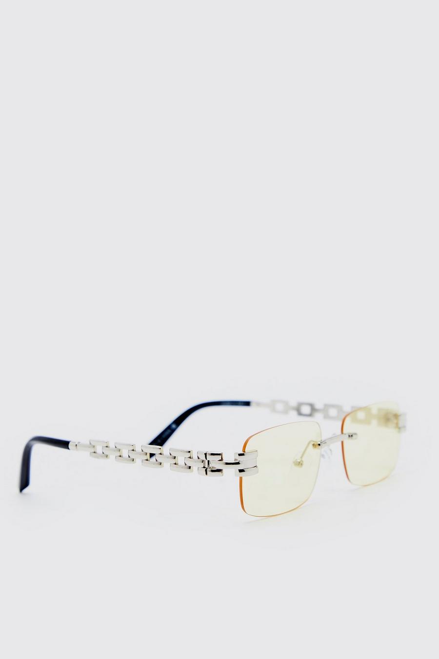 Yellow Metal Chain Frameless Sunglasses image number 1