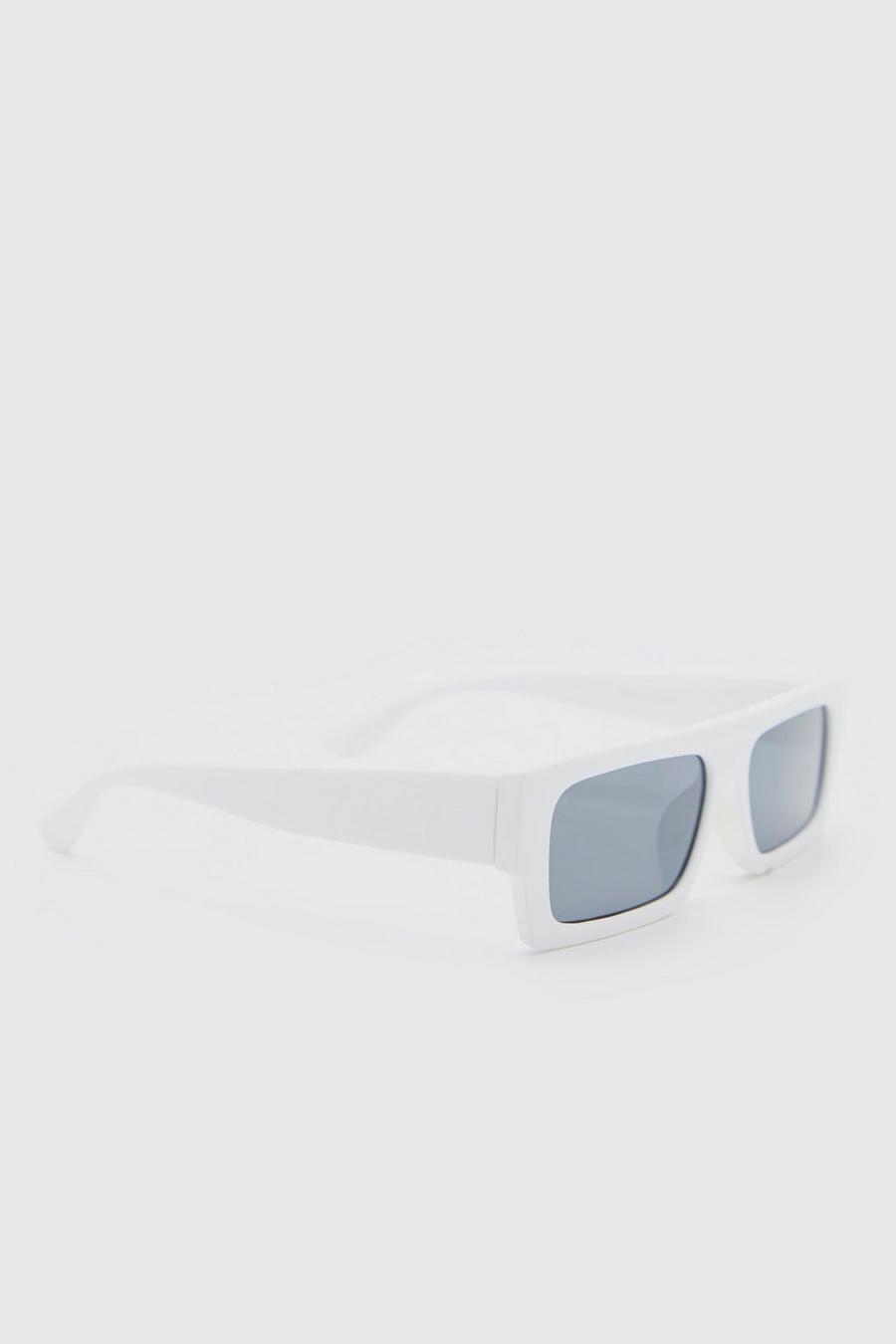 White Rubberised Flat Top Sunglasses image number 1