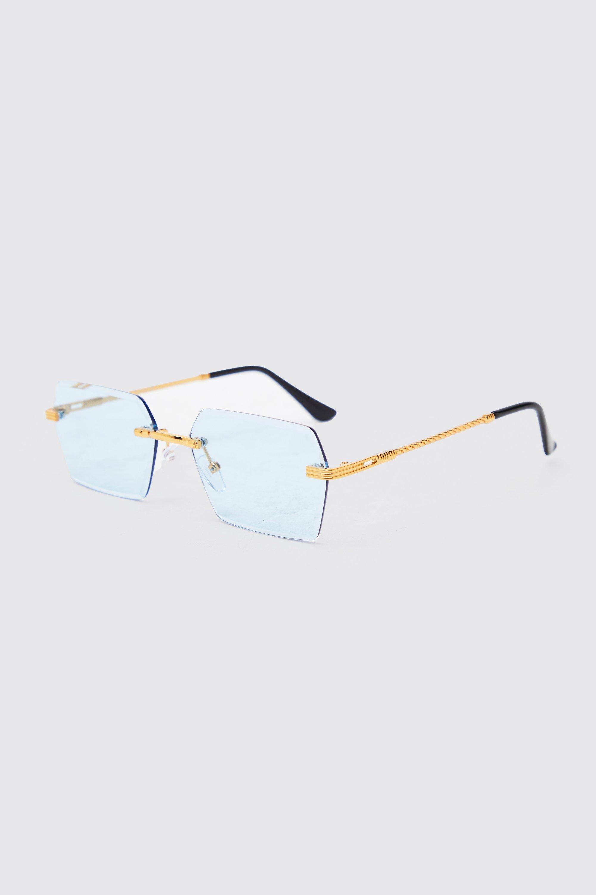 Mens rimless mirrored clearance sunglasses