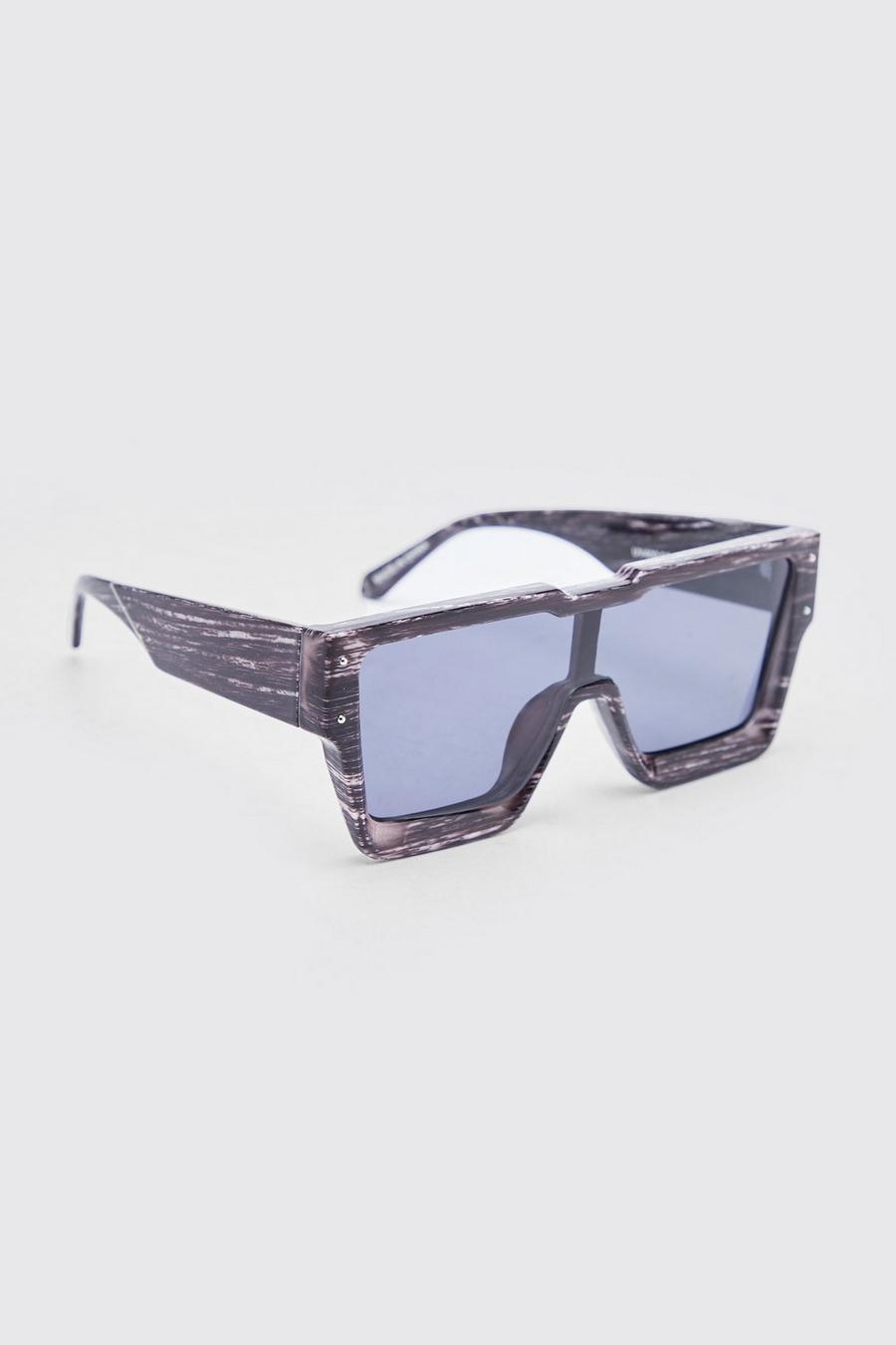 Black Plastic Deep Frame Chunky Sunglasses image number 1