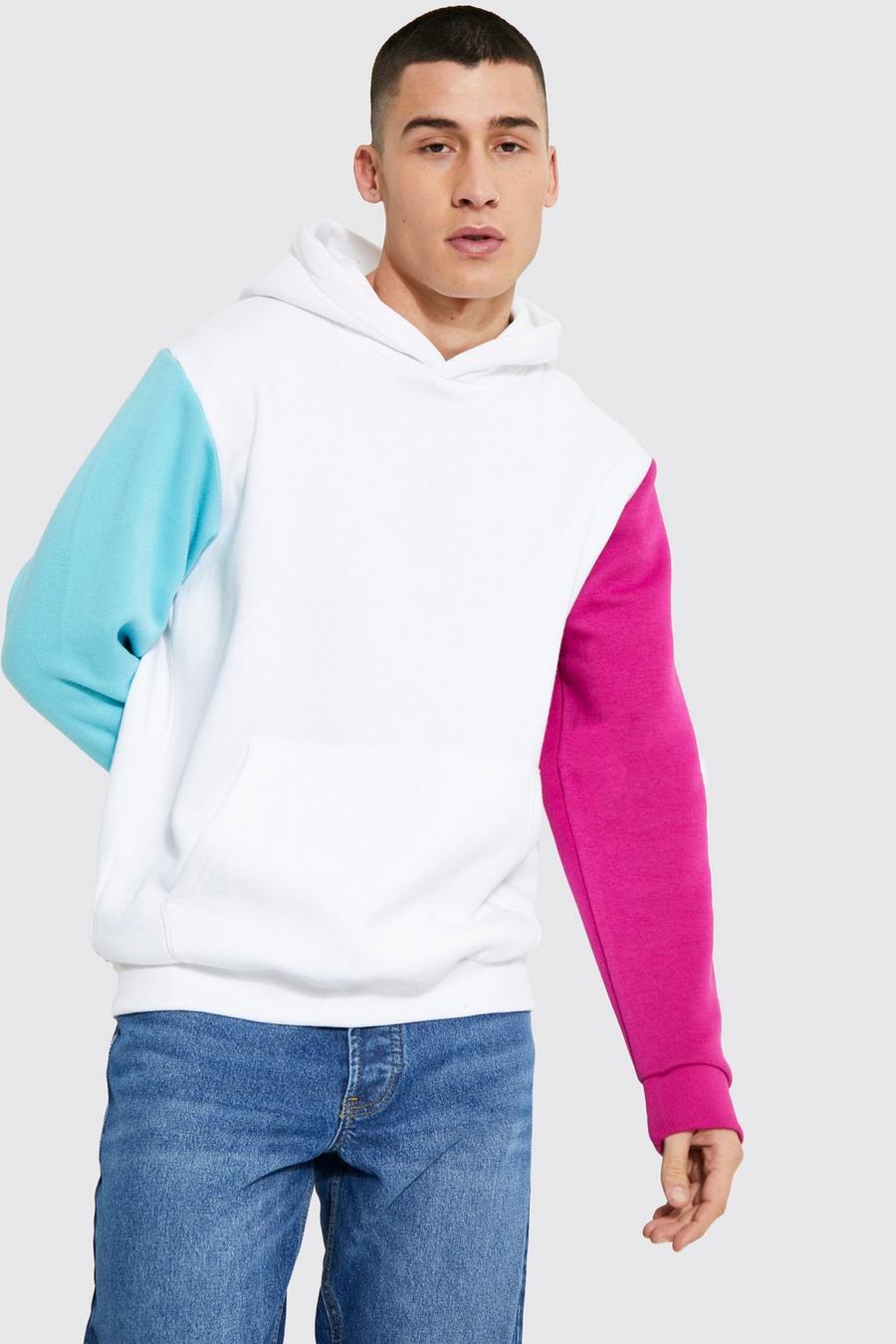 White Colour Block Hoodie image number 1
