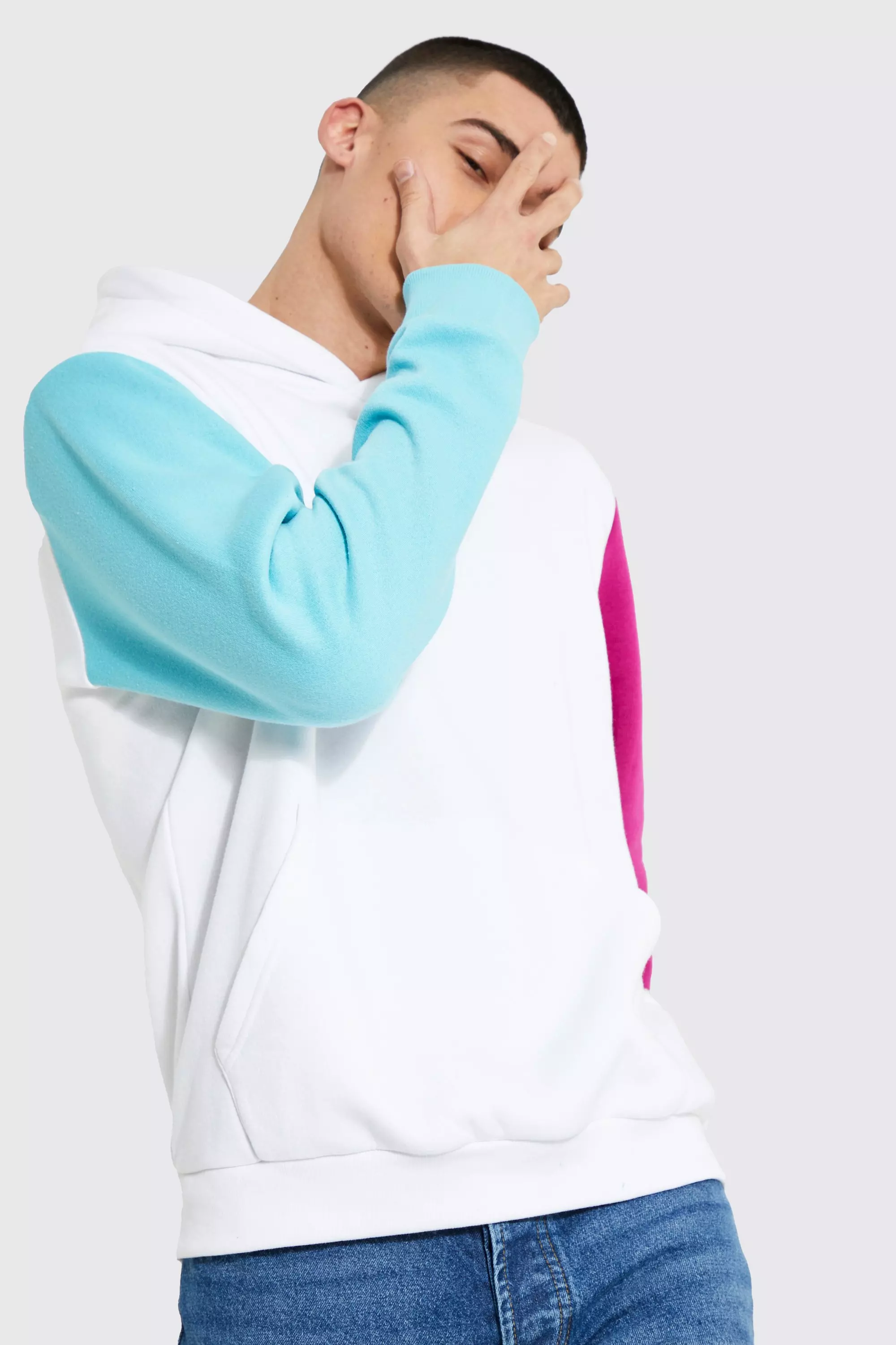 Topman pastel clearance color block hoodie