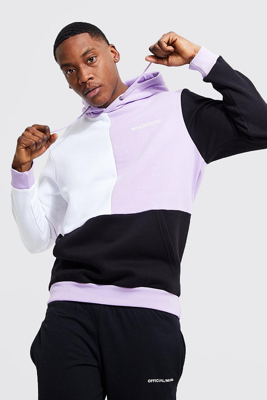 Man Official Colorblock Hoodie, Lilac image number 1
