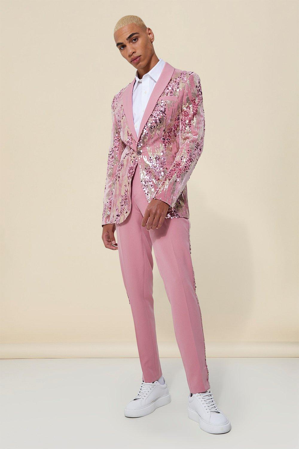 Skinny Pink Sequin Suit