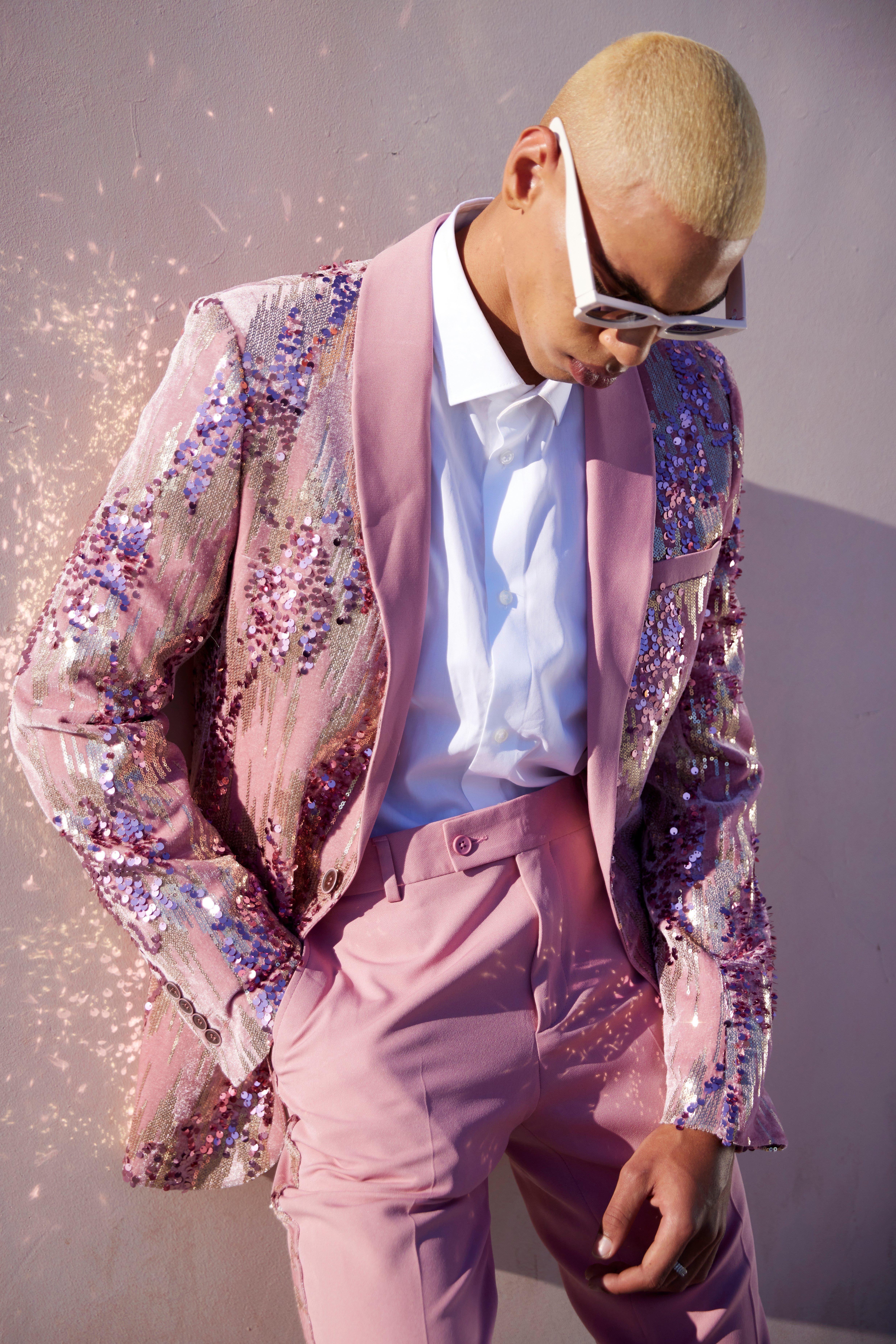 Mens rose store gold sequin blazer