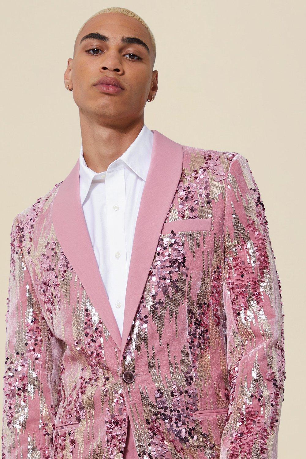 Mens pink 2025 sequin blazer