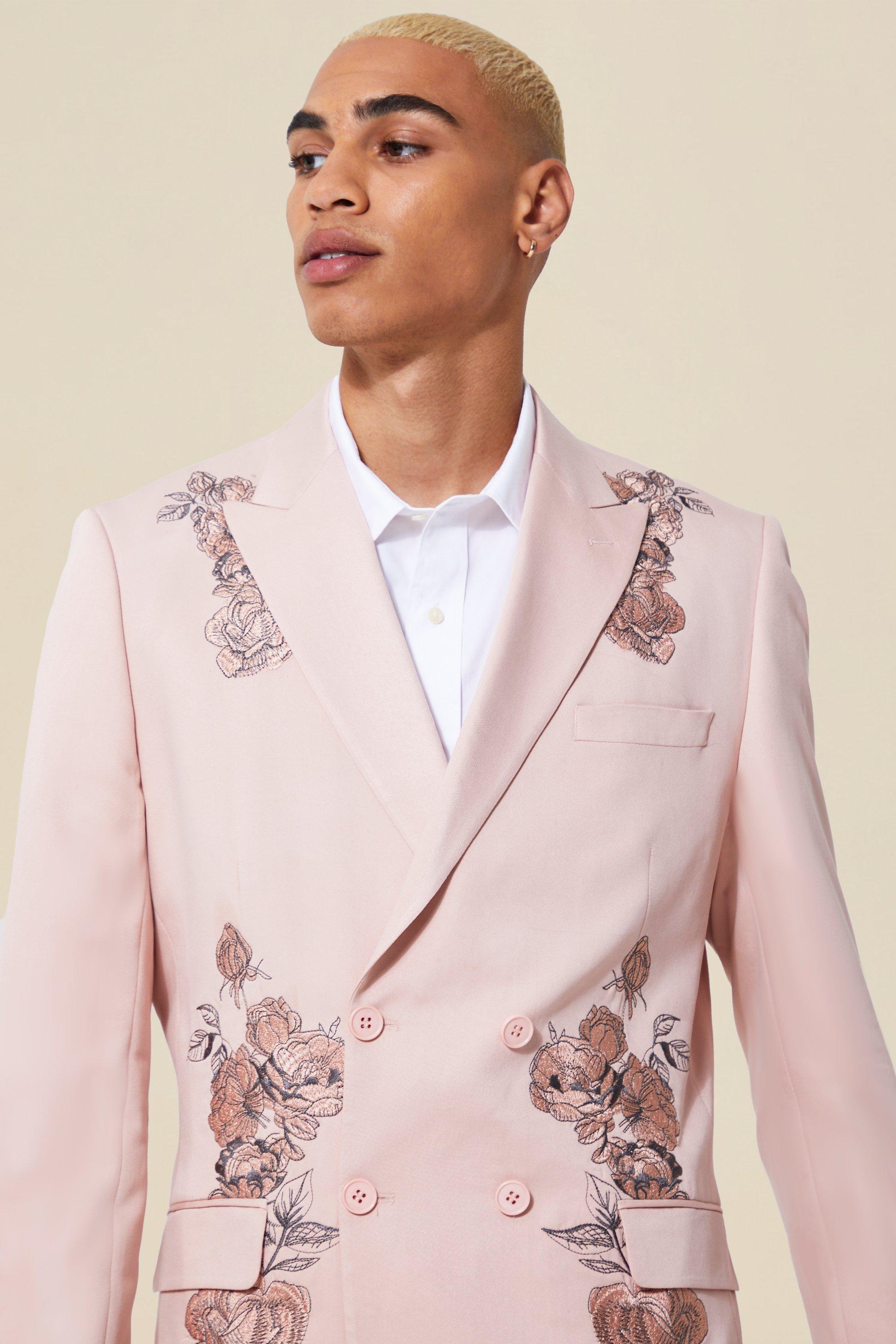 Pink floral suit jacket sale