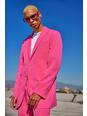 Pink rosa Single Breasted Slim Longline Suit Jacket