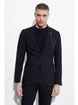 Black Single Breasted  Skinny Chain Suit Jacket