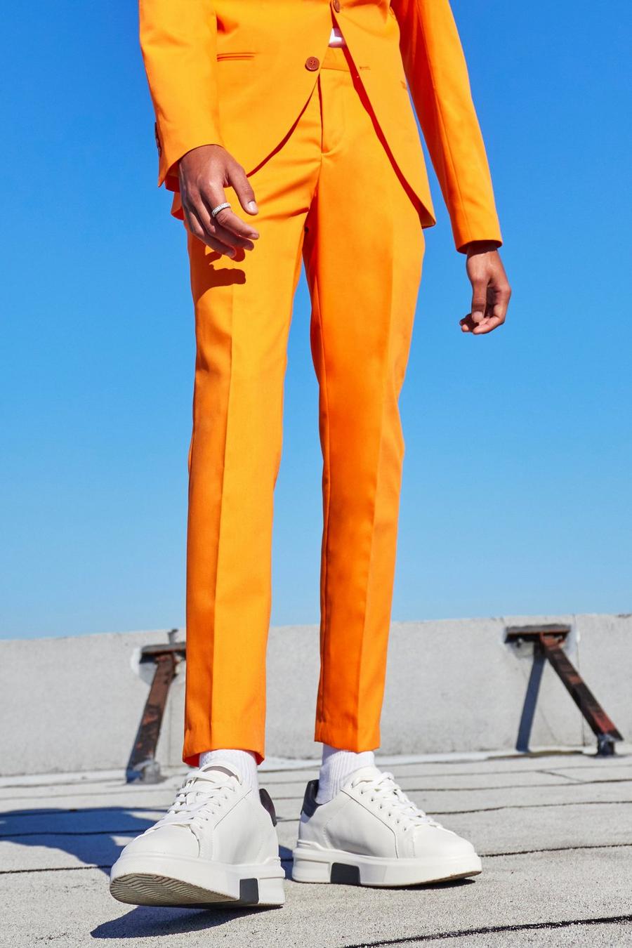 כתום arancio מכנסי חליפה סופר סקיני עם שרשרת image number 1