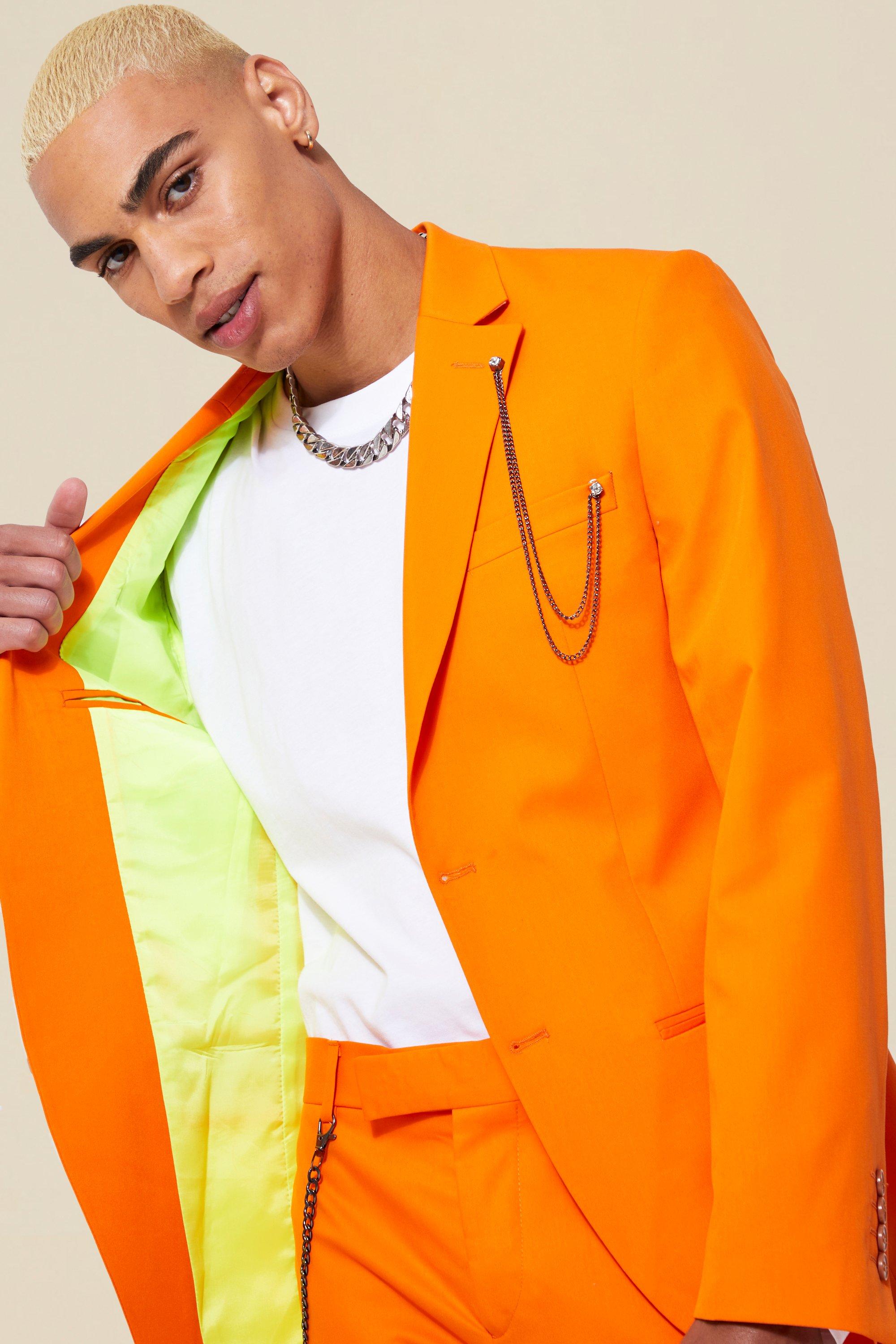 Mens orange hotsell suit jacket