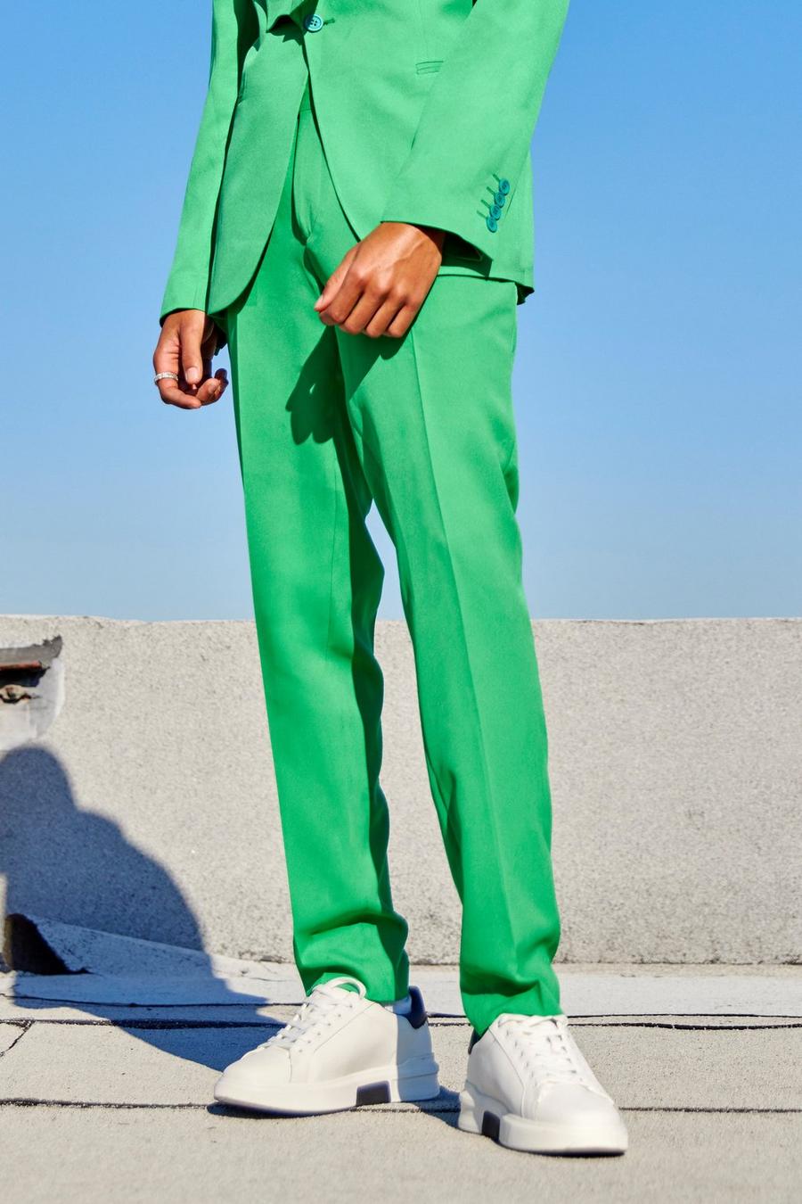 Lime green Kostymbyxor i skinny fit med ränder