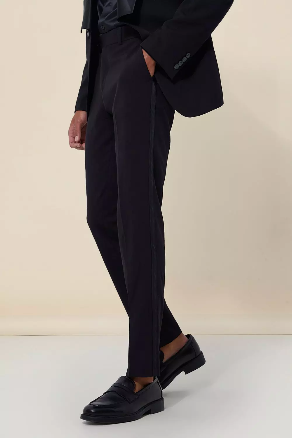 Dress pants with cheap side stripe