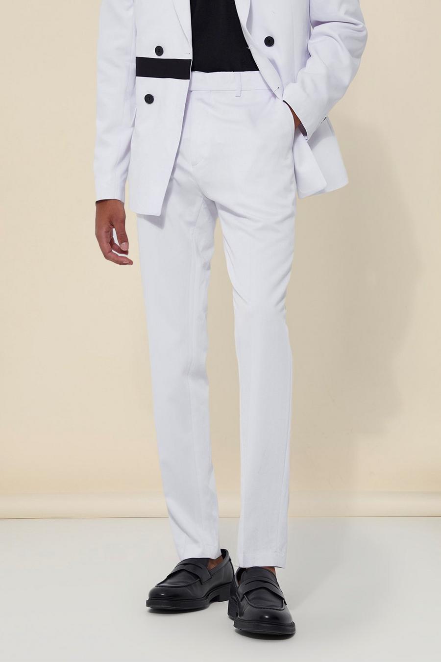 White Skinny Suit Trousers image number 1
