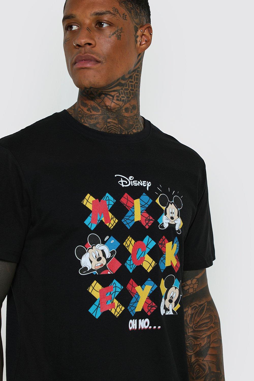 Mens Oversized Christmas Mickey Mouse Disney License T-Shirt - Black