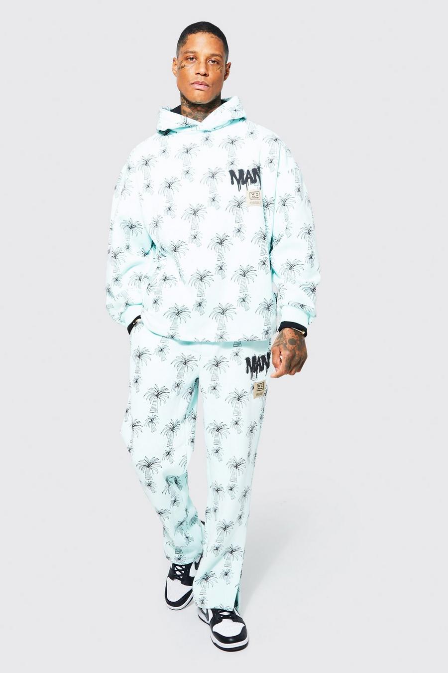 Light blue Oversized All Over Palm Print Tracksuit