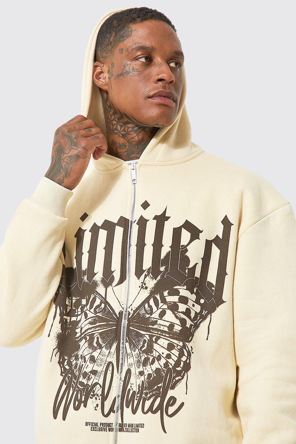 Oversized Butterfly Zip Through Hoodie boohoo