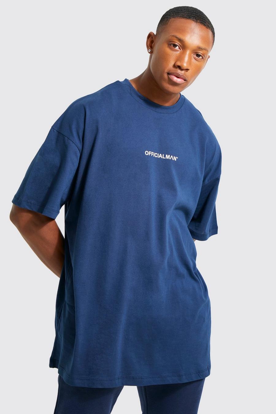 Navy marineblau Official Man Oversized Crew Neck T-shirt image number 1