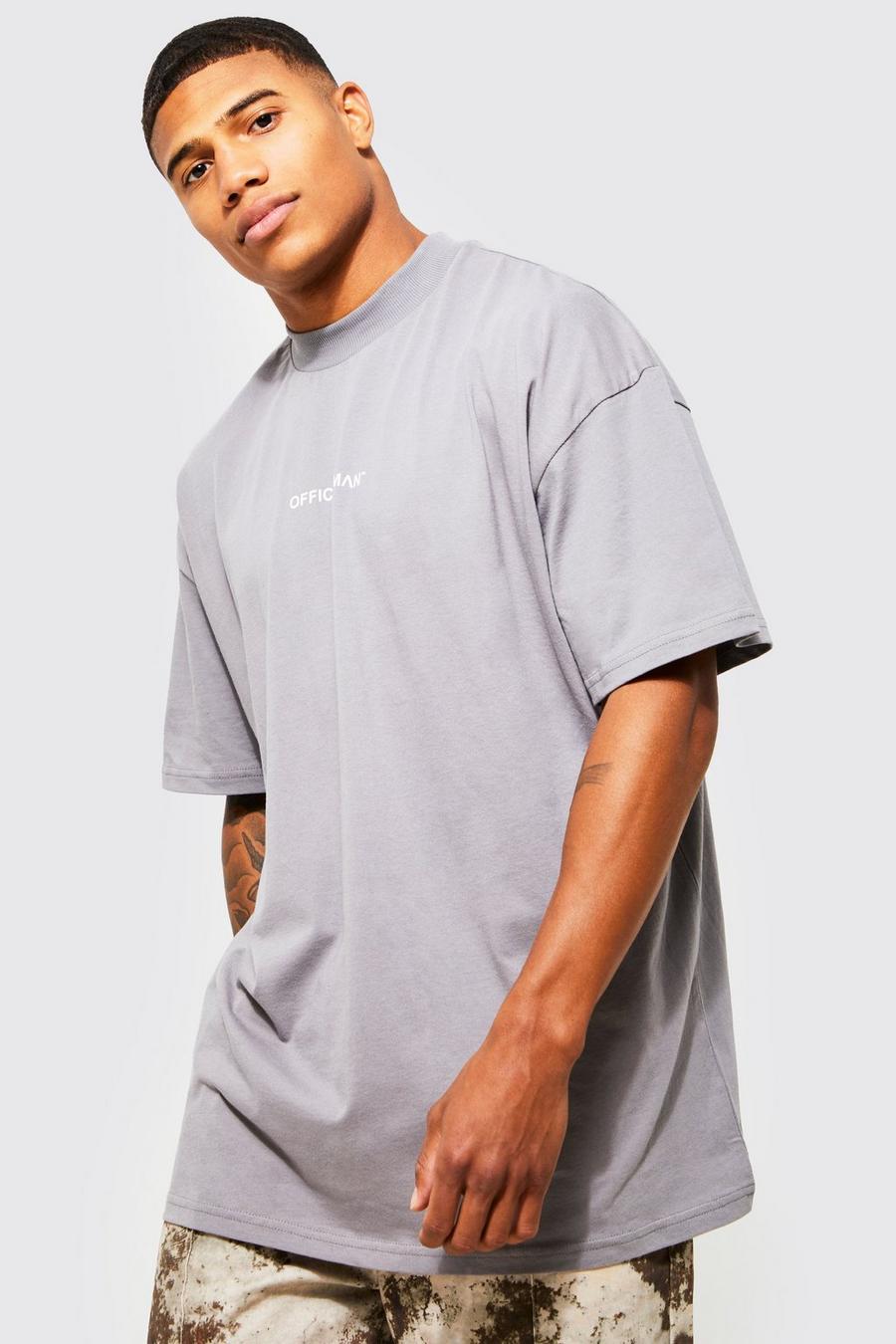 Camiseta oversize MAN Official con cuello extendido, Charcoal grigio