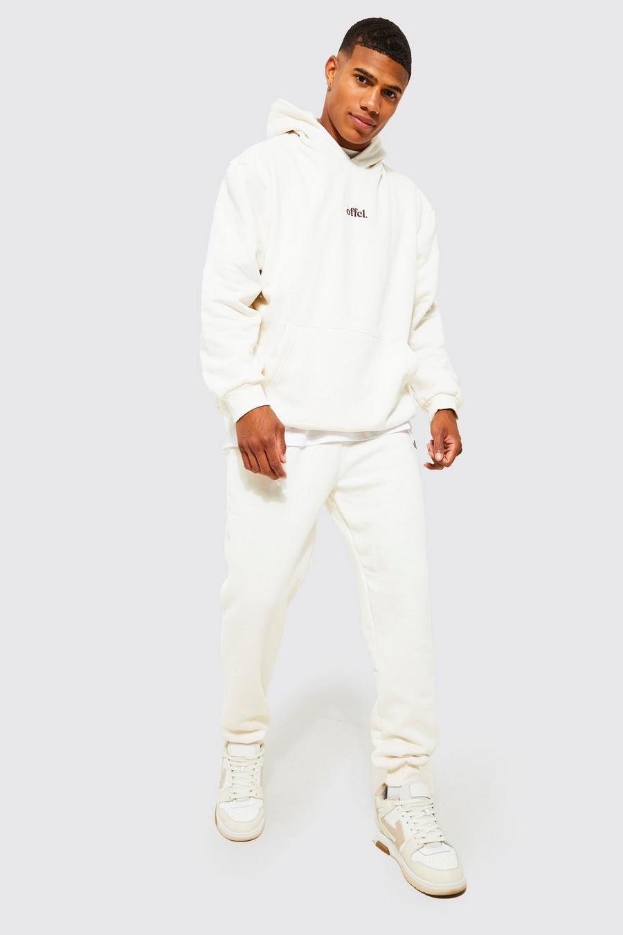 Oversize Official Trainingsanzug mit Kapuze, Ecru blanc