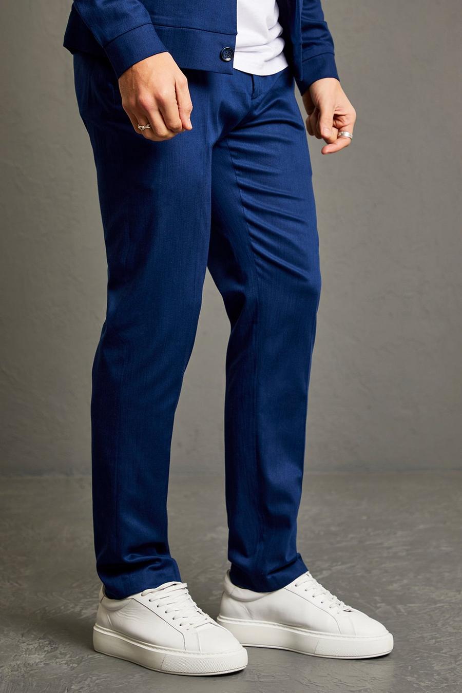 Cobalt blå Slim Fit Satin Look Trouser