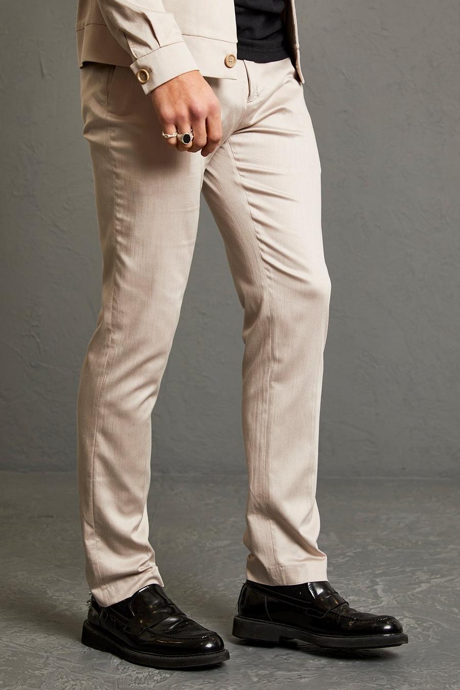 Taupe beis Slim Fit Satin Look Trouser