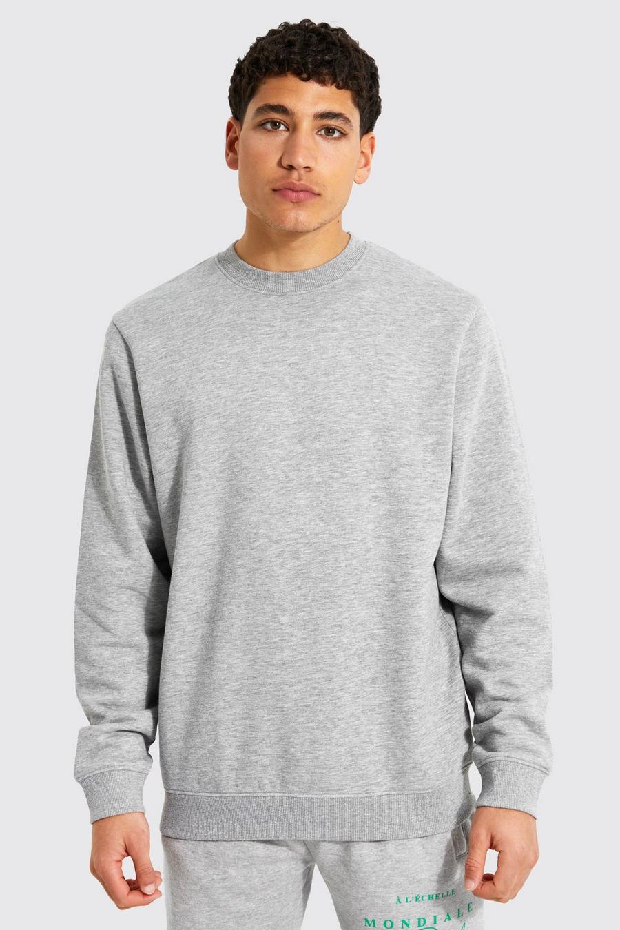 Grey gris Basic Crew Neck Sweatshirt