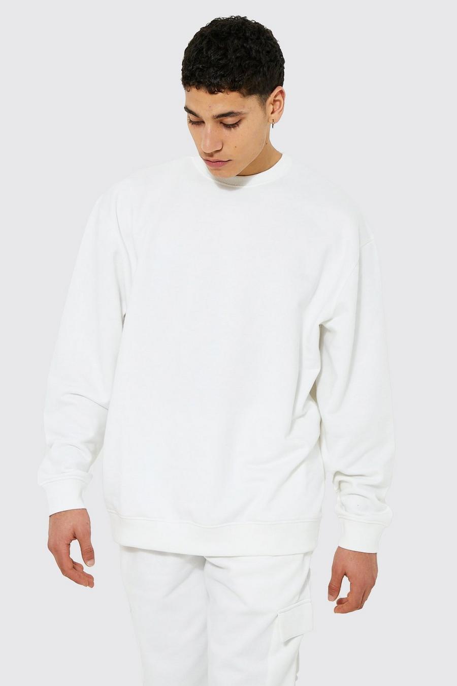 Ecru white Oversized Sweatshirt with REEL Cotton