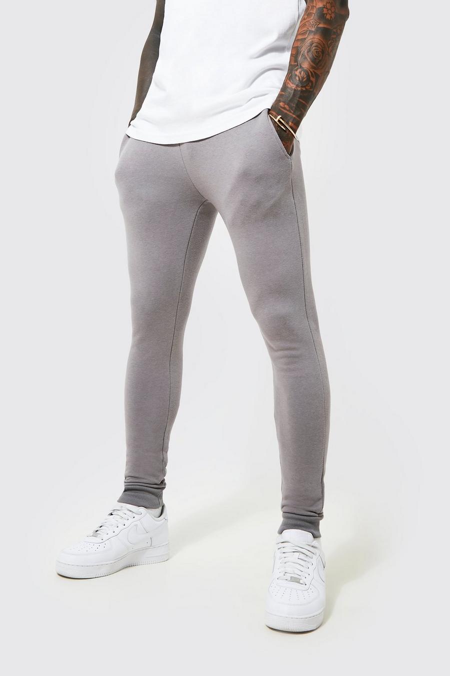 Pantaloni tuta Super Skinny Fit in cotone REEL, Charcoal gris