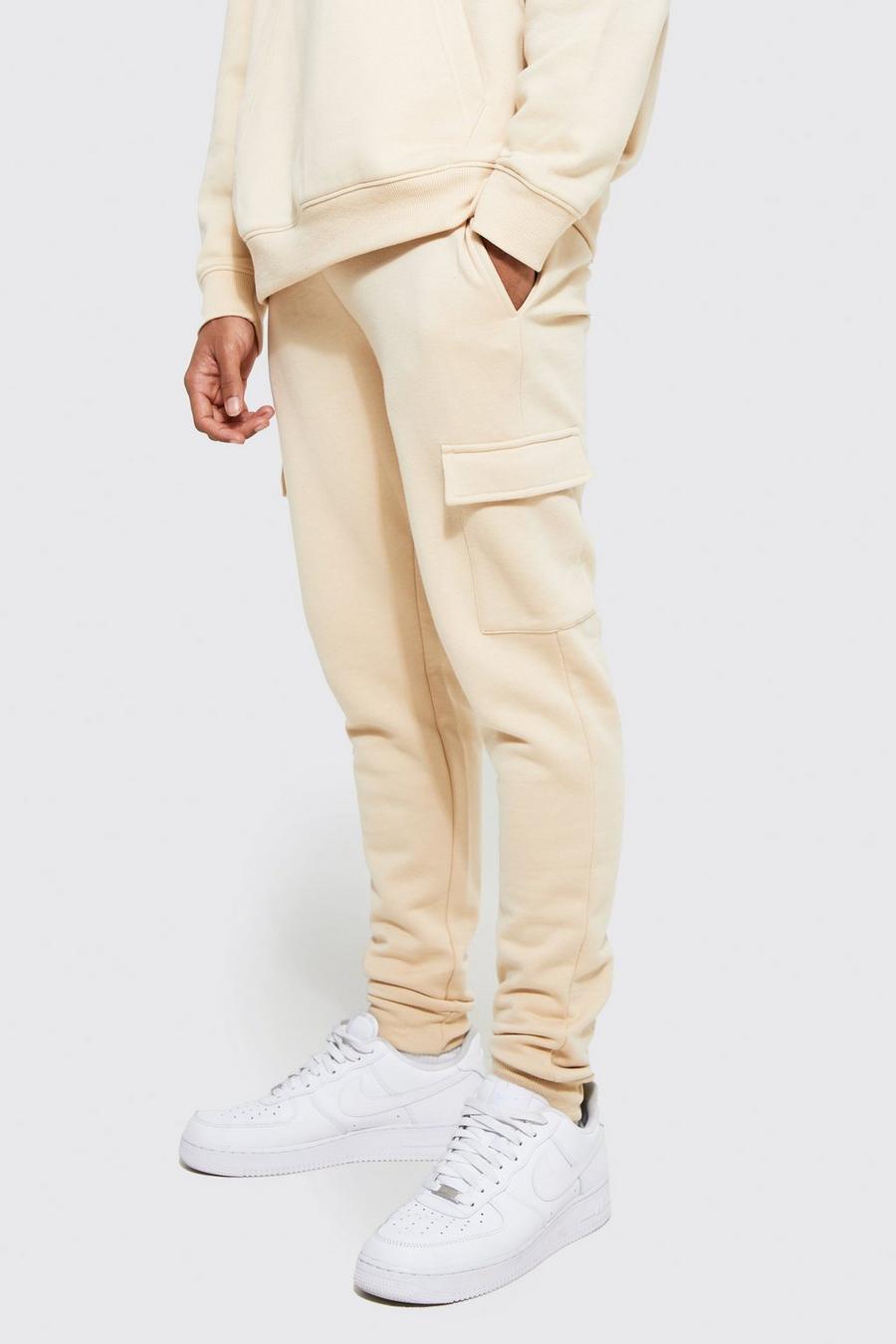 Sand beige Skinny Fit Cargo Jogger with REEL Cotton