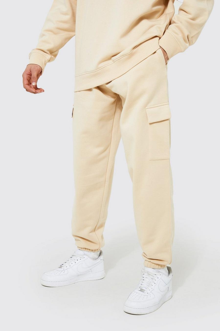 Pantaloni tuta Cargo comodi in cotone REEL, Stone image number 1