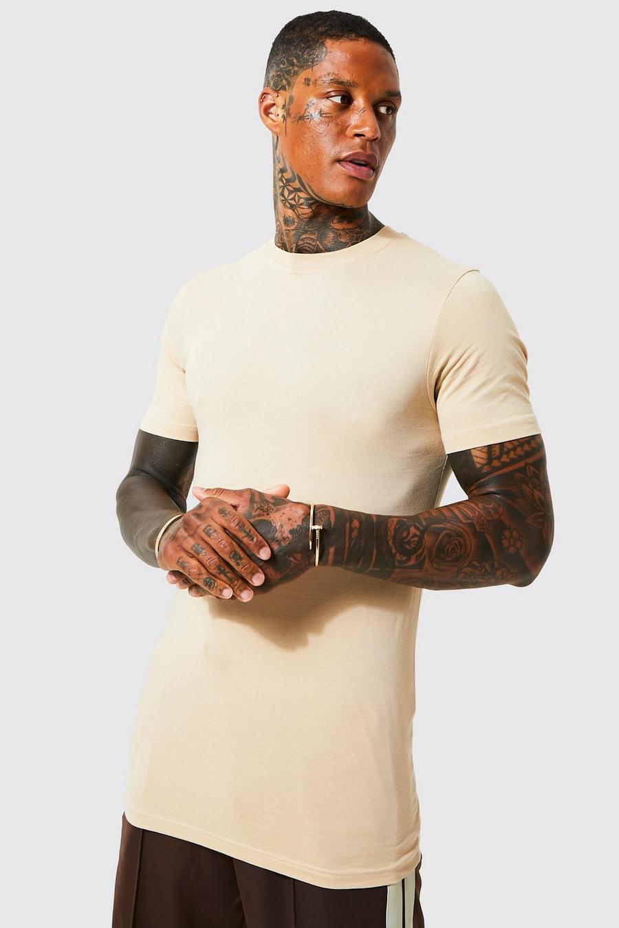 Sand beige Longline Muscle Fit T-Shirt image number 1