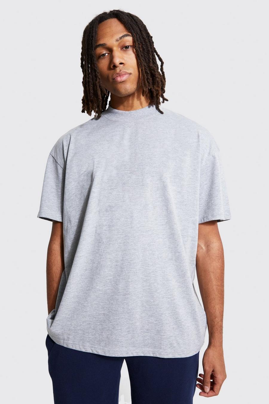 Grey REEL Cotton Oversized Extended Neck T-shirt