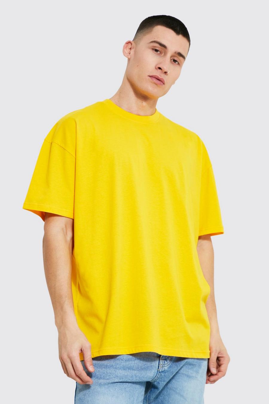 T-shirt oversize à col ras-du-cou en coton REEL, Gold metallic image number 1