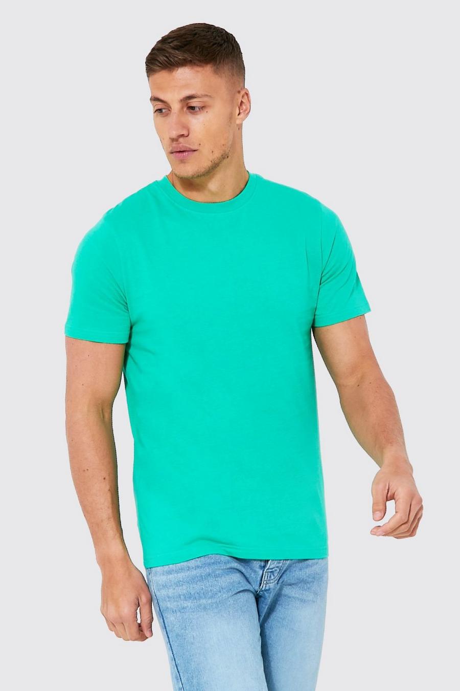 Basic Rundhals T-Shirt aus REEL Baumwolle, Green image number 1