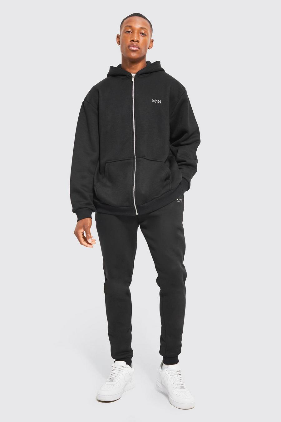 Black Oversized Offcl Zip Through Hooded Tracksuit