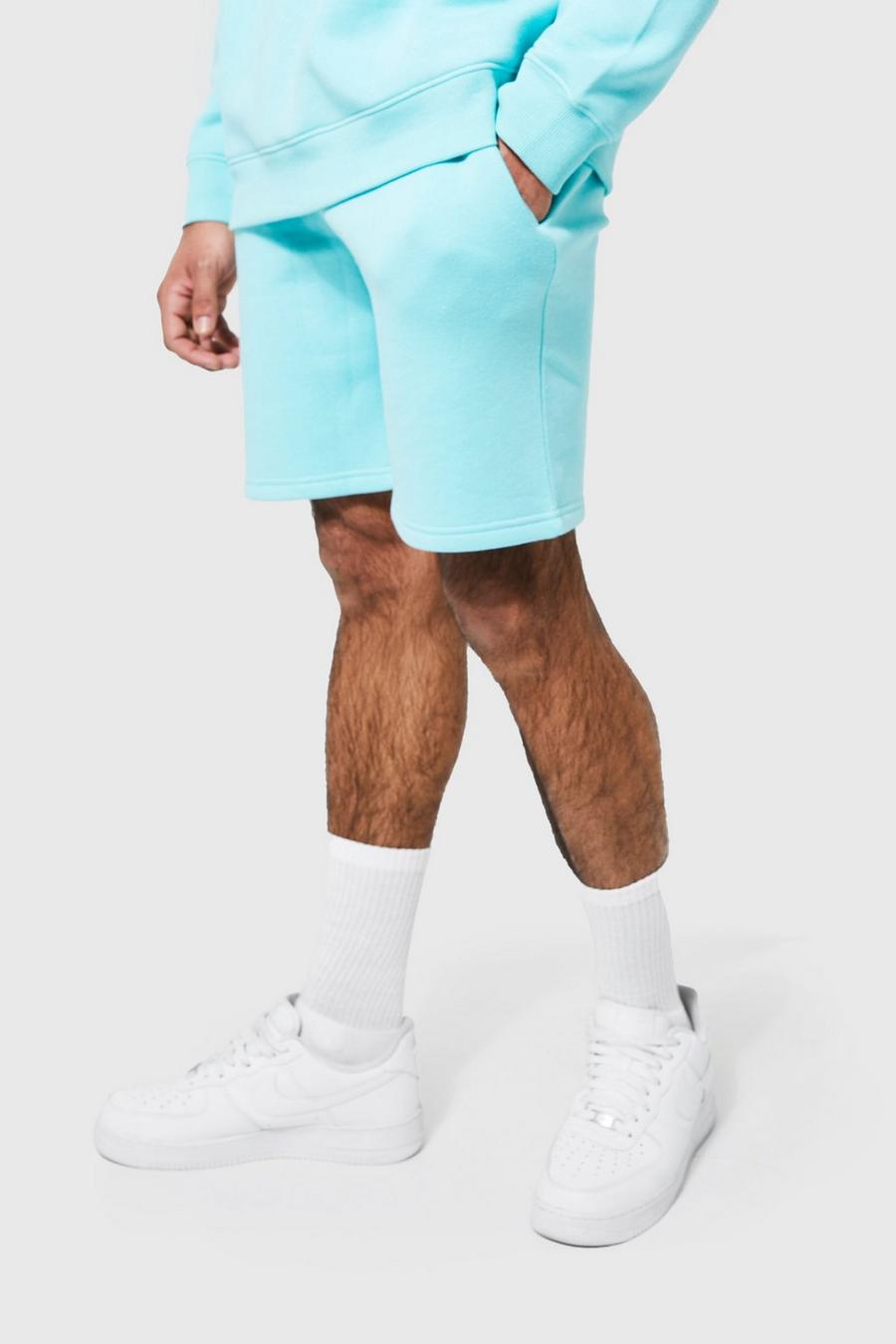 Aqua blue Loose Fit Mid Jersey Short with REEL Cotton