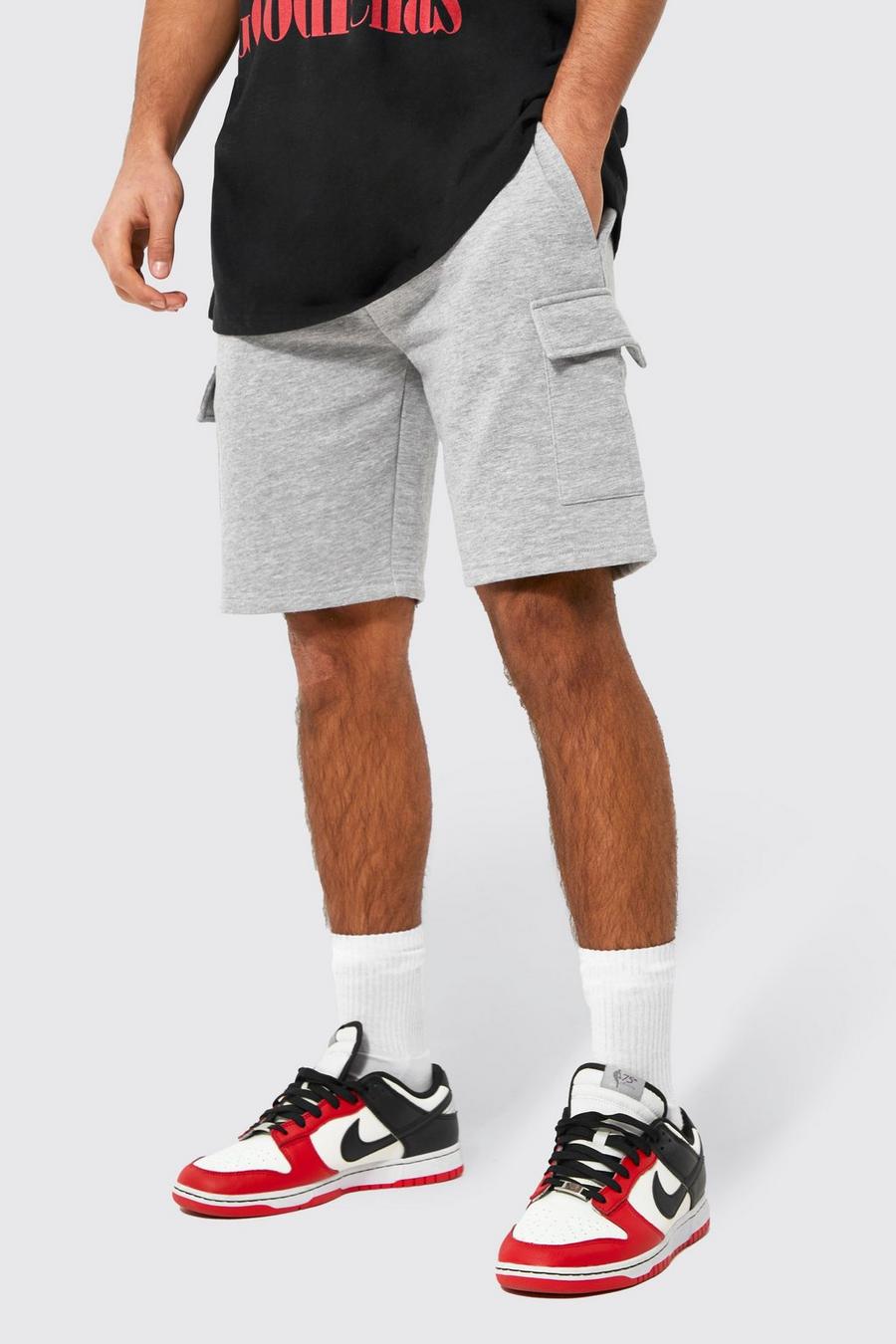 Grey marl Shorts i jersey med cargofickor