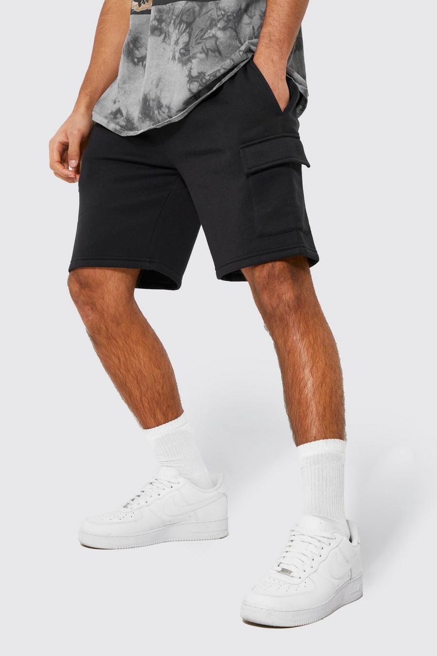 Black Loose Fit Cargo Jersey Short with REEL Cotton