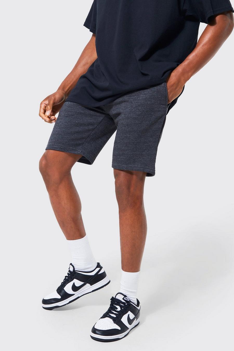 Charcoal Middellange Slim Fit Jersey Shorts Met REEL Katoen image number 1