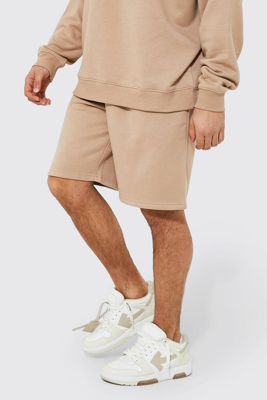 Lockere Jersey-Shorts aus REEL Baumwolle, Taupe image number 1