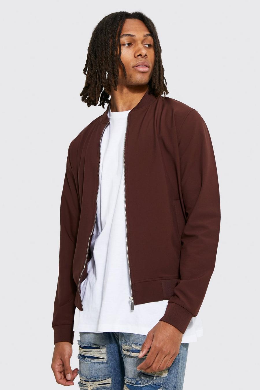 Brown 4 Way Stretch Smart Bomber  image number 1
