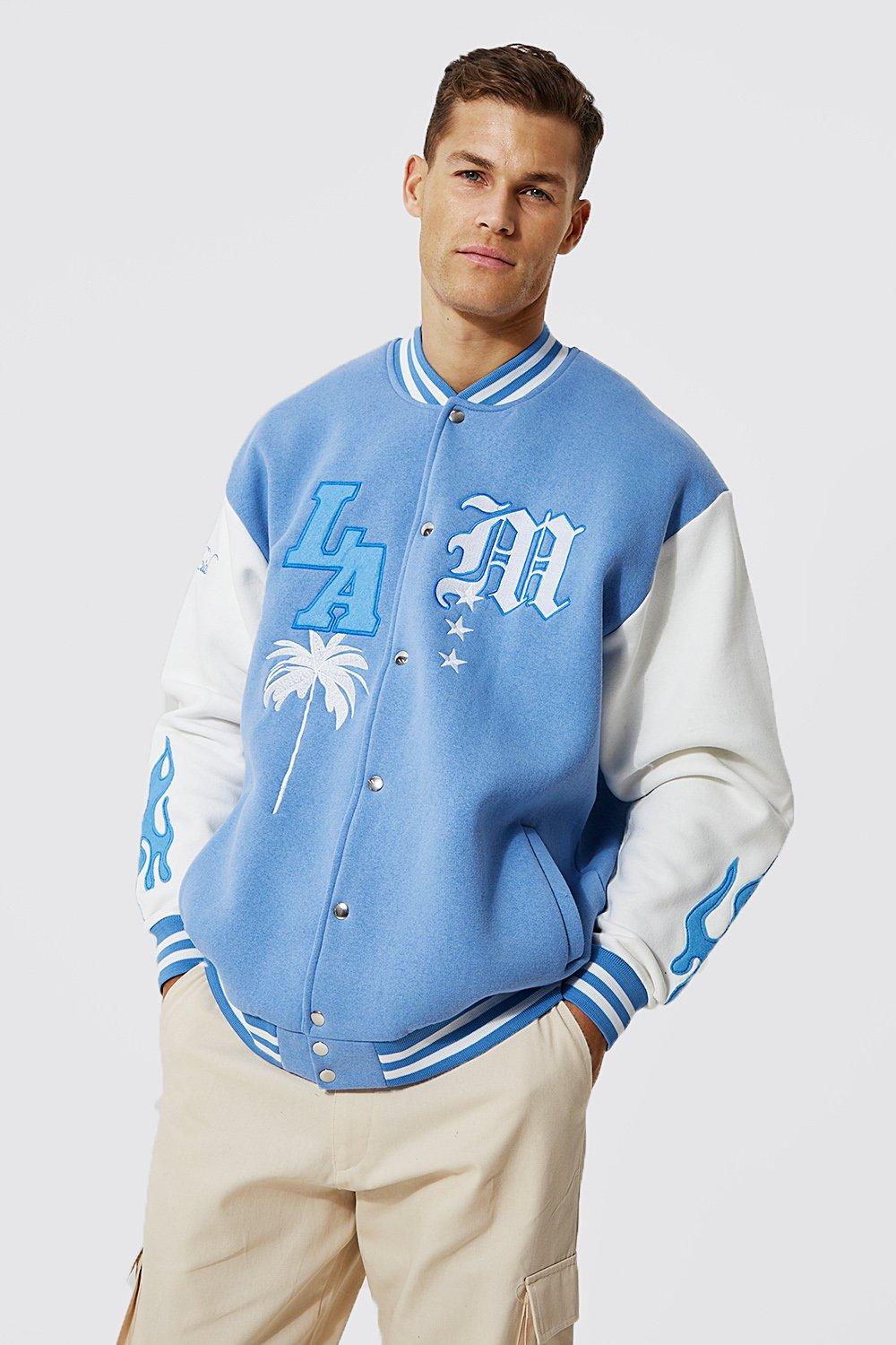 la badge jersey varsity bomber jacket