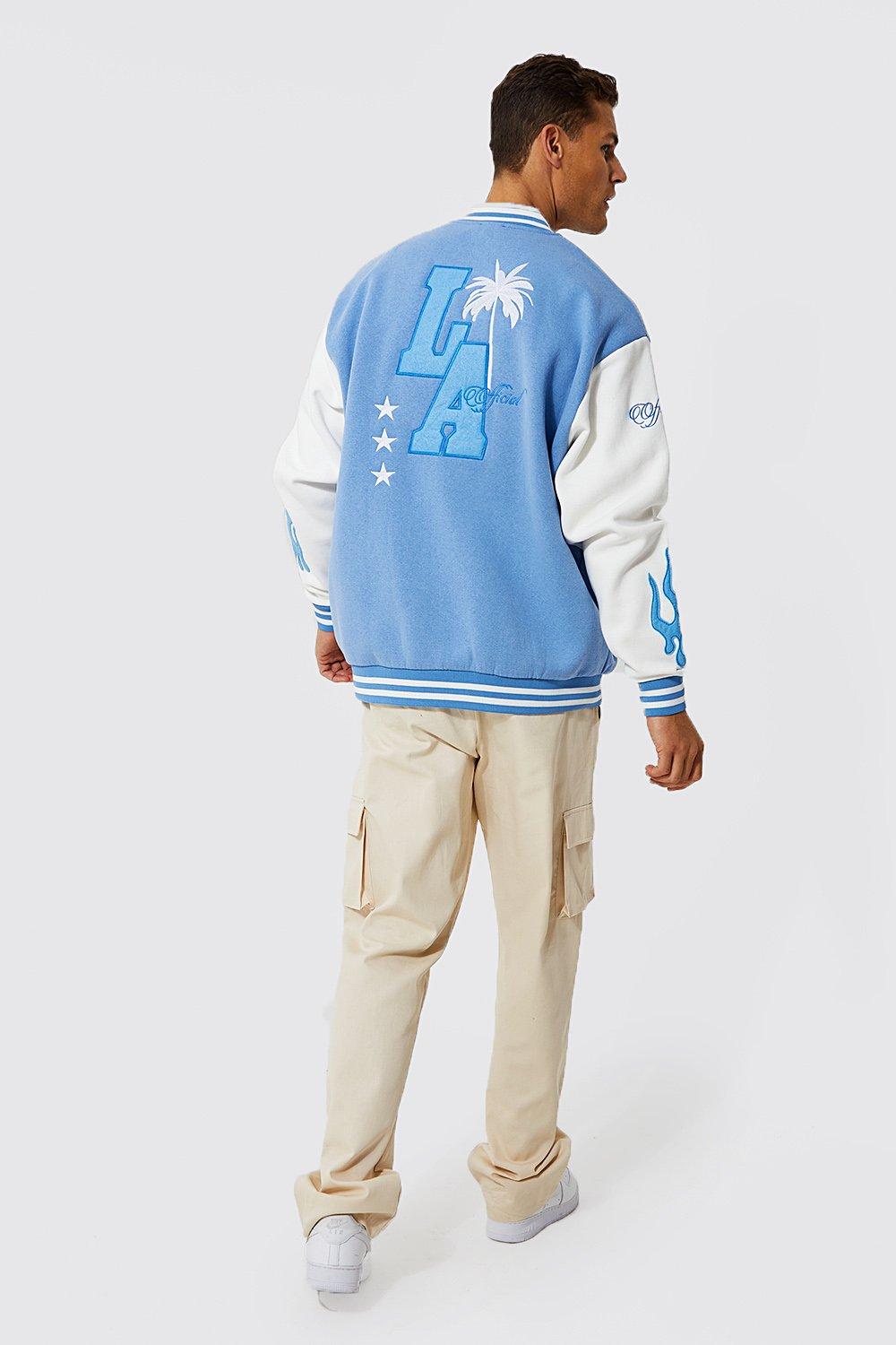 la badge jersey varsity bomber jacket