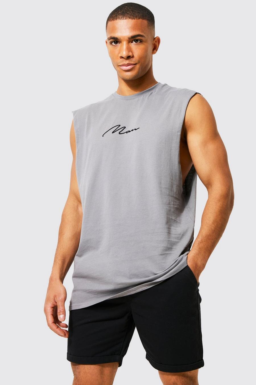 Men's Fitness Sleeveless Vest With Extreme Dropped Armhole Crew Neck  Regular fit Shirts Tank Tops