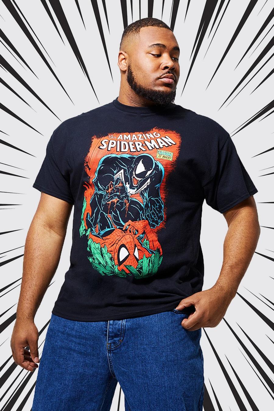 Black Plus Spiderman Poster License T-shirt image number 1