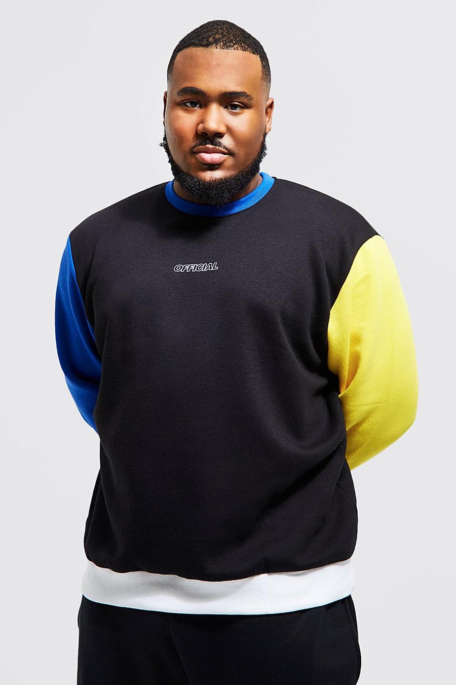Plus lockeres Official Colorblock Sweatshirt, Black noir