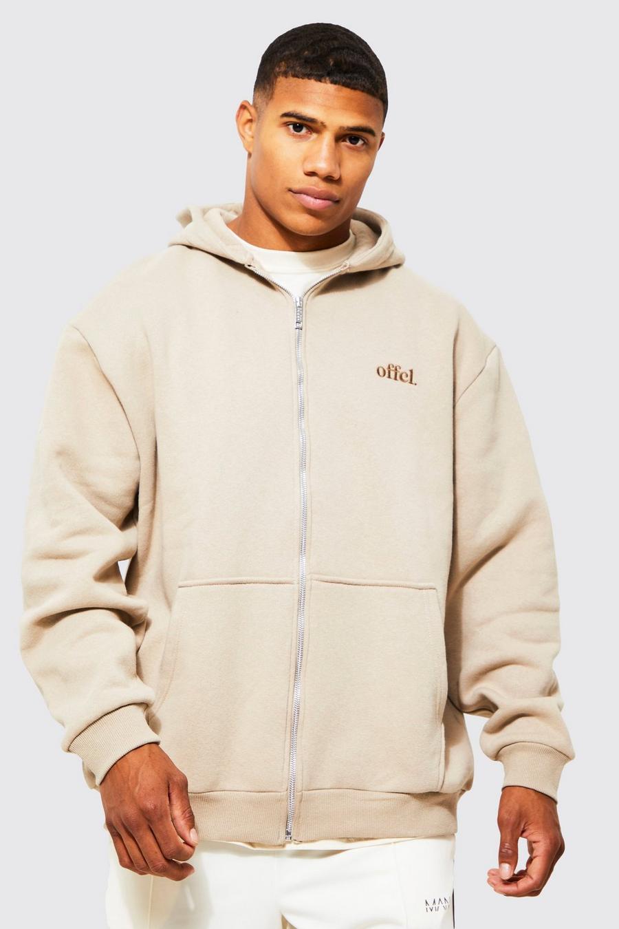 Taupe Offcl Oversized Zip Through Hoodie image number 1