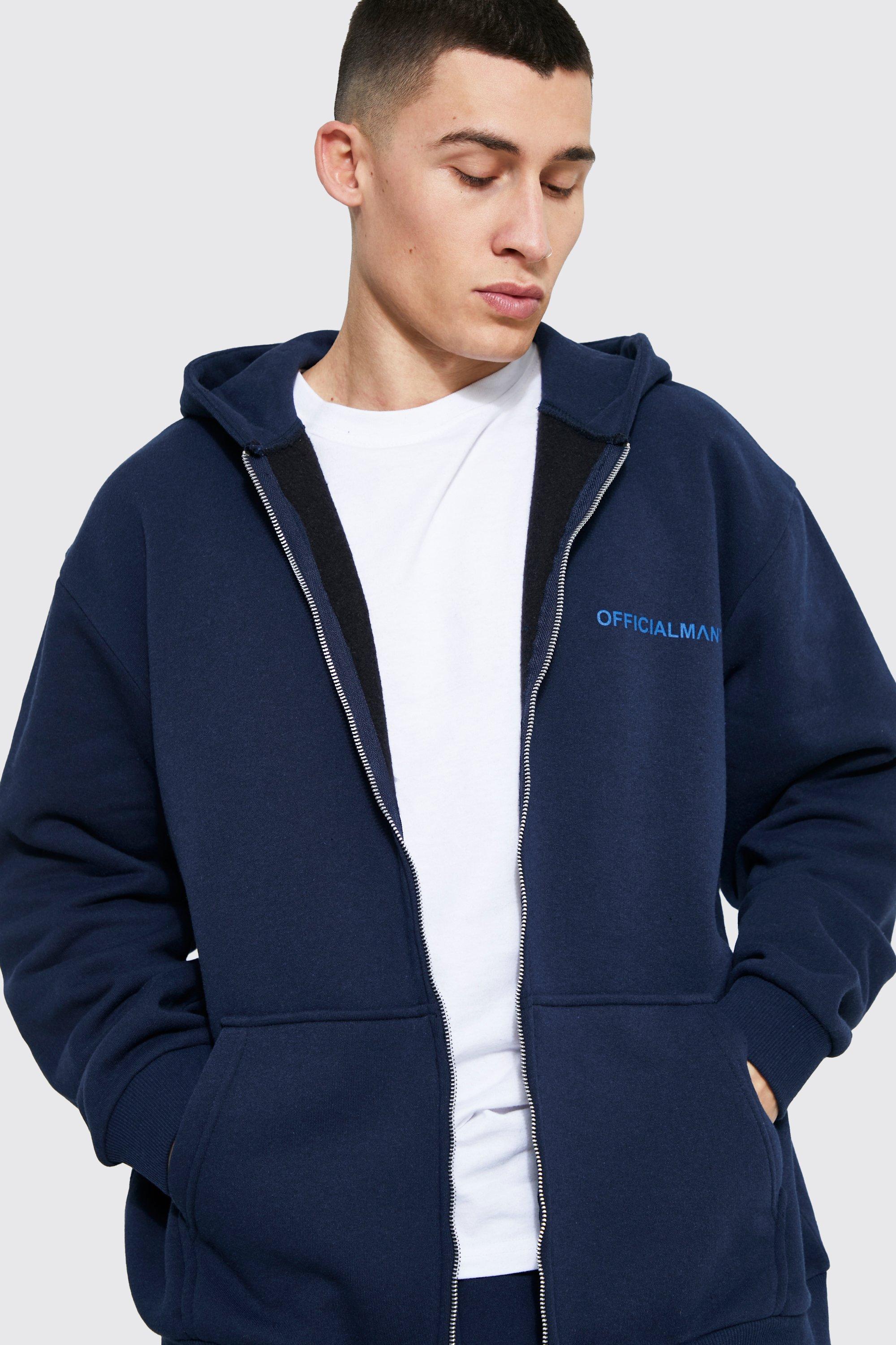 Navy zip shop through hoodie