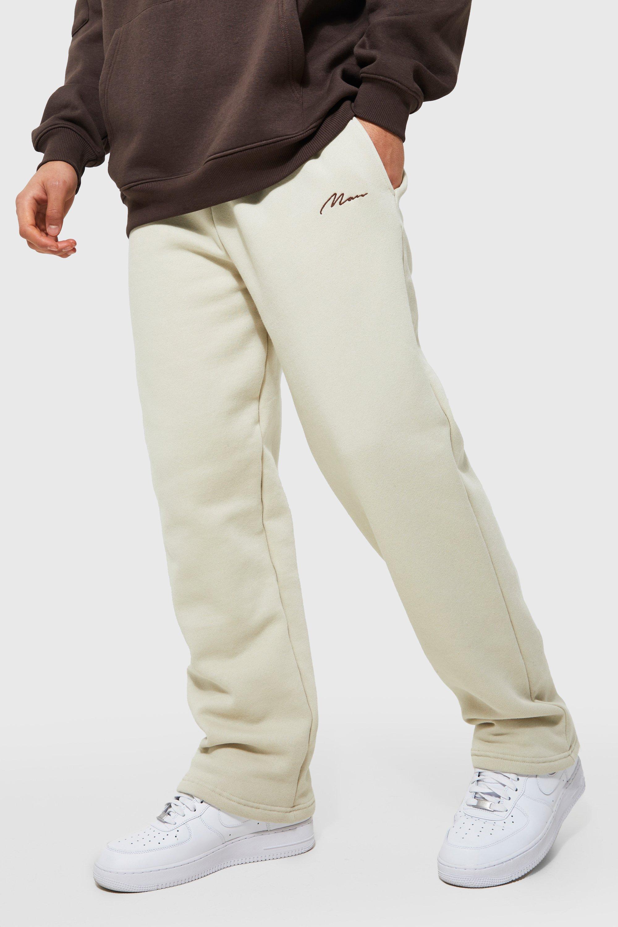 cream straight leg joggers